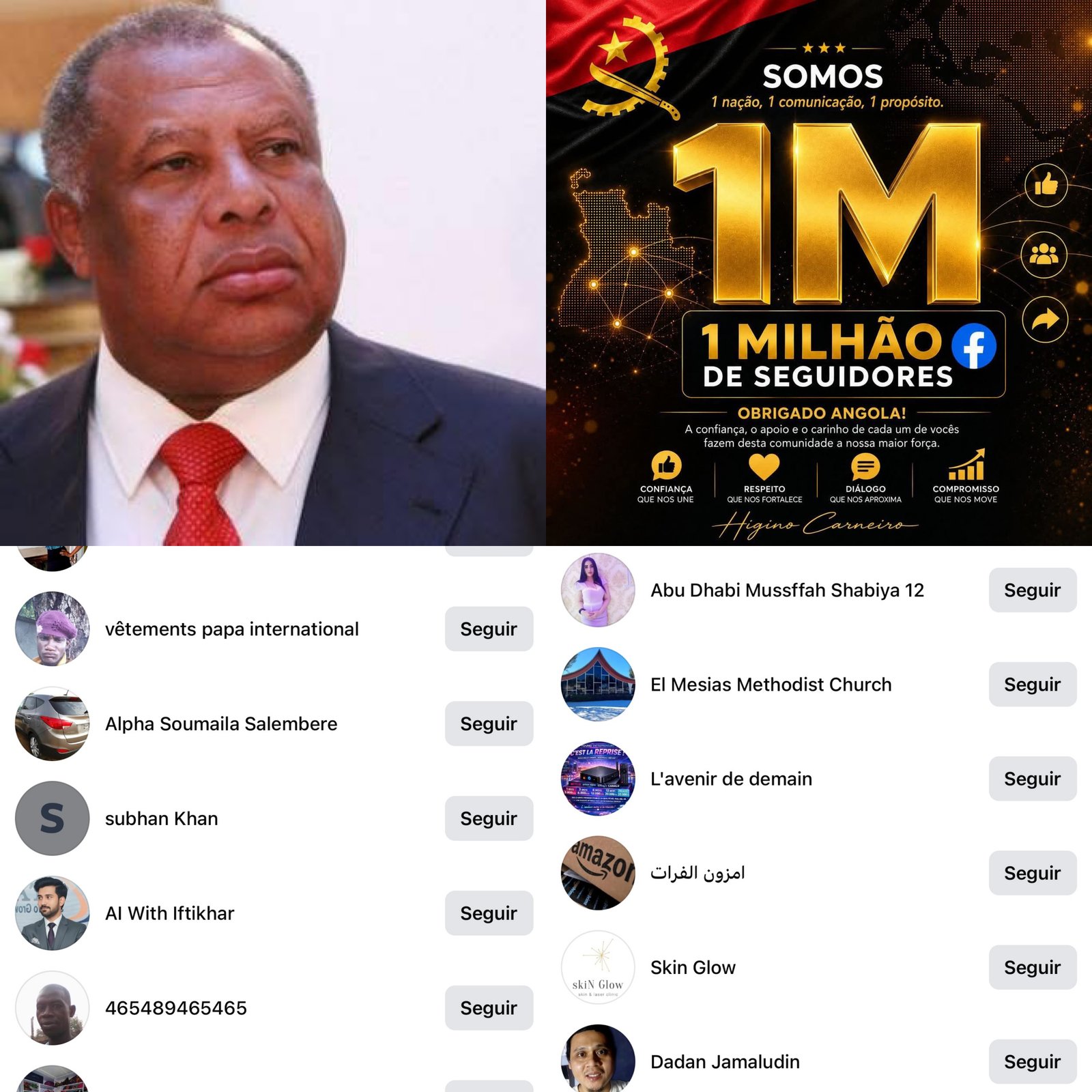 Higino Carneiro compra seguidores para supostamente se apresentar como o político angolano mais popular na internet