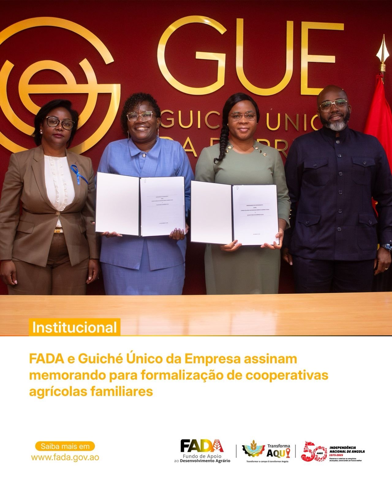 Imagem de FADA e Guiché Único da Empresa assinam memorando para formalização de cooperativas agrícolas familiares