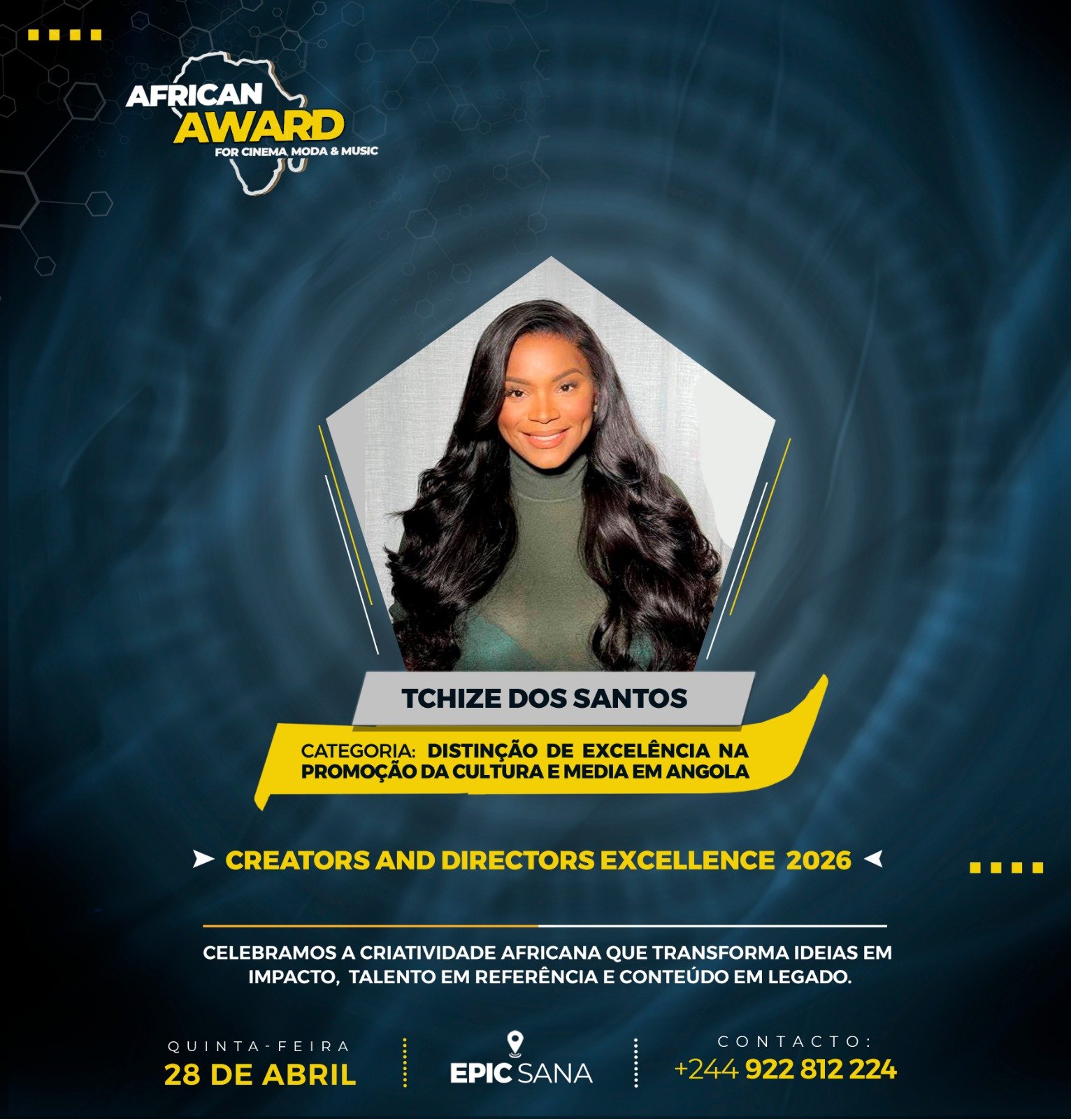 Tchize dos Santos será distinguida no African Award 2026