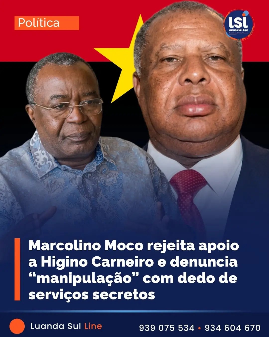 Marcolino Moco rejeita apoio a Higino Carneiro e denuncia “manipulação” com dedo de serviços secretos